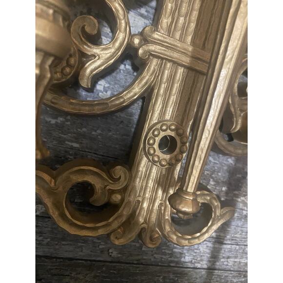 VTG HOMCO DART 4193 Gold ORNATE WALL CANDELABRA CANDLE HOLDER SCONCES - Picture 4 of 10